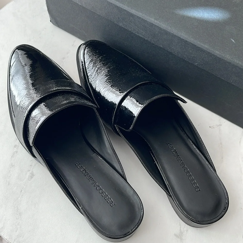 Rebecca Minkoff New Black Loafers Mules Multiple Size available - Picture 2 of 5